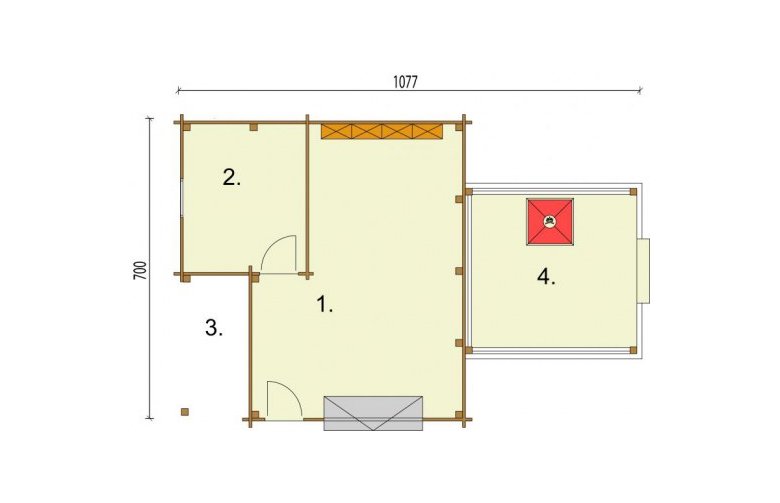 Projekt garażu G53 z bali drewnianych - rzut przyziemia