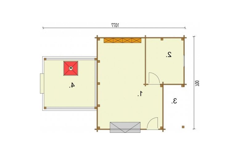 Projekt garażu G53 z bali drewnianych - rzut przyziemia