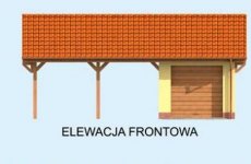 Elewacja projektu G244 garaż jednostanowiskowy z wiatą dwustanowiskową - 1