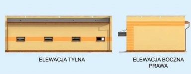 Elewacja projektu G250 garaż trzystanowiskowy z pomieszczeniami gospodarczymi - 2