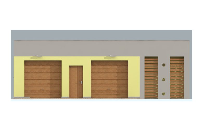 Projekt garażu G254 garaż dwustanowiskowy z werandą - elewacja 1