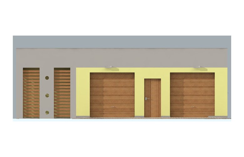 Projekt garażu G254 garaż dwustanowiskowy z werandą - elewacja 1