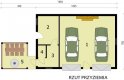 Projekt garażu G247 garaż dwustanowiskowy z pomieszczeniami gospodarczymi i werandą - przyziemie
