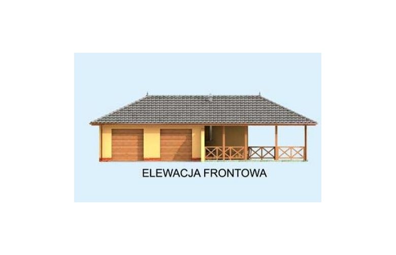 Projekt garażu G248 garaż dwustanowiskowy z werandą - elewacja 1