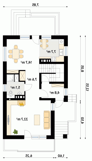 Rzut projektu Agawa 2 - wersja lustrzana