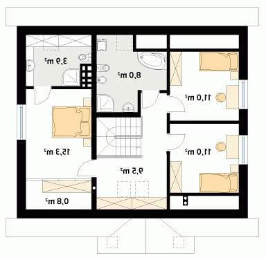 Rzut projektu Chaber - wersja lustrzana