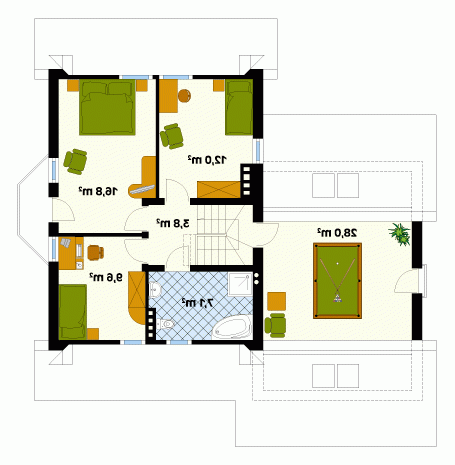 Rzut projektu Uwertura 3 - wersja lustrzana