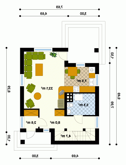 Rzut projektu Słowik - wersja lustrzana