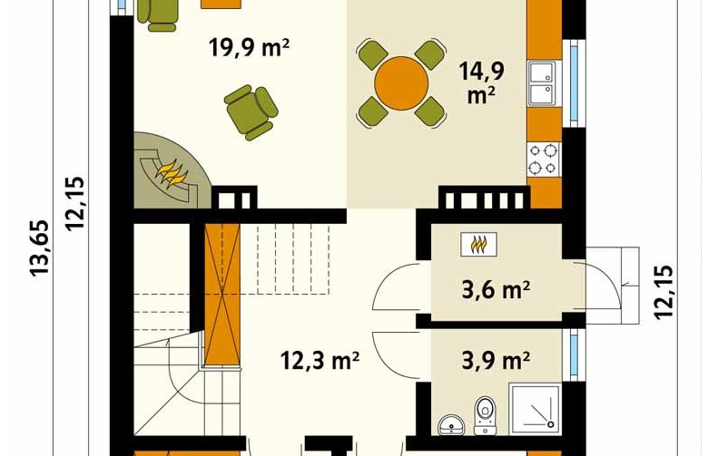 Projekt domu wielorodzinnego Lupus 2 - parter