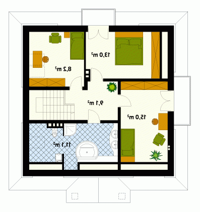 Rzut projektu Kos 2 - wersja lustrzana