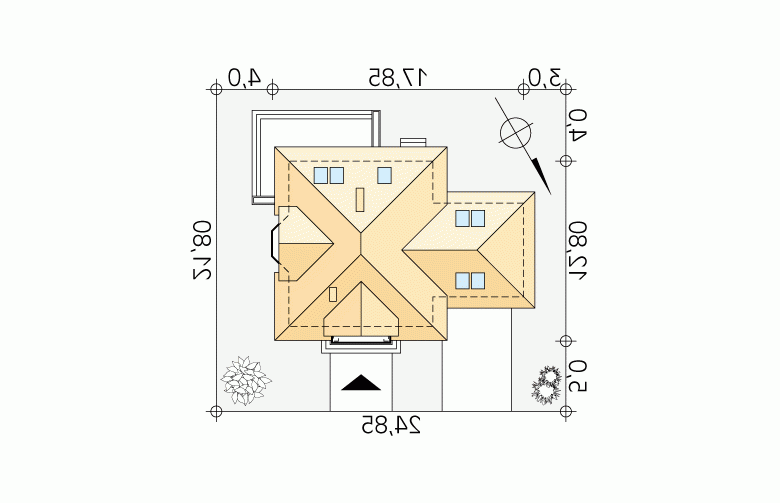 Projekt domu tradycyjnego Wilga 3 - Usytuowanie - wersja lustrzana