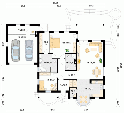 Rzut projektu Zośka 4 - wersja lustrzana