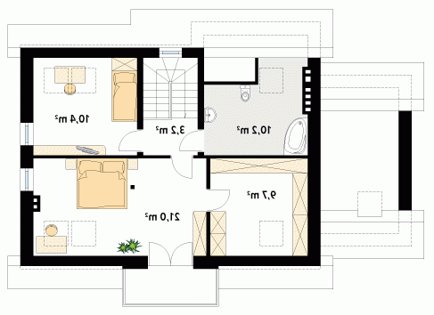 Rzut projektu Dudek 4 - wersja lustrzana