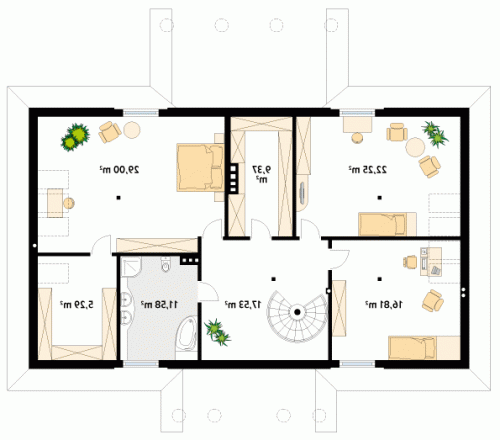 Rzut projektu Tercja 5 - wersja lustrzana