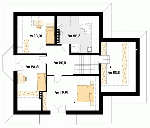 Rzut projektu Wierzba - wersja lustrzana