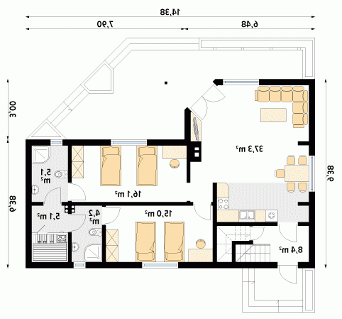 Rzut projektu Szyper 10 dr-ST - wersja lustrzana