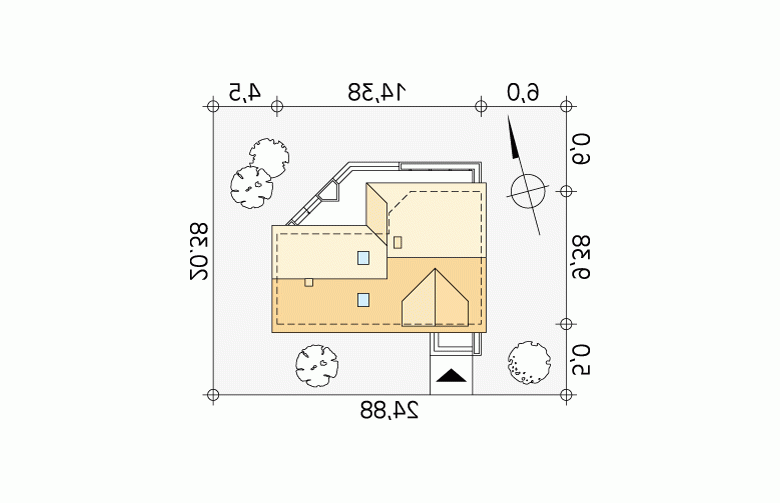 Projekt domu z bala Szyper 10 dr-ST - Usytuowanie - wersja lustrzana