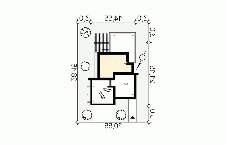 Projekt domu szkieletowego Horus - Usytuowanie - wersja lustrzana