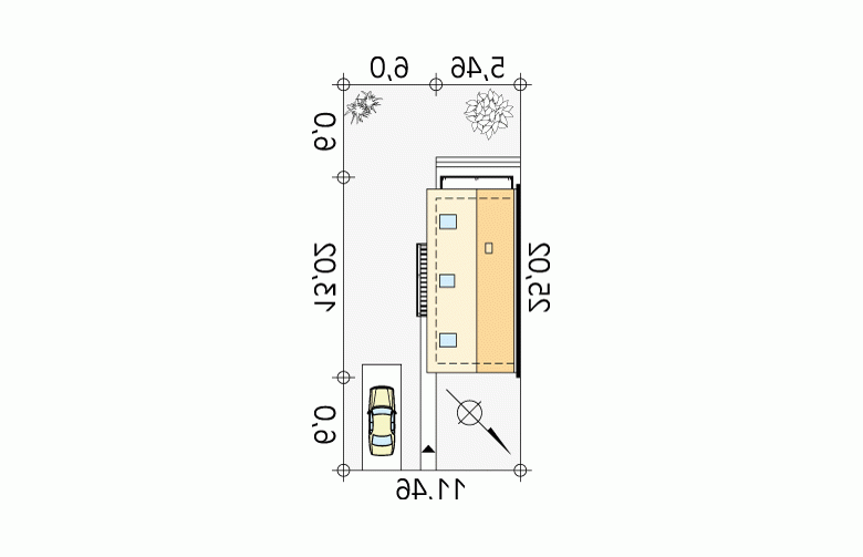 Projekt domu z bala Miś dr-ST - Usytuowanie - wersja lustrzana