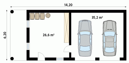 Rzut projektu Garaż G15