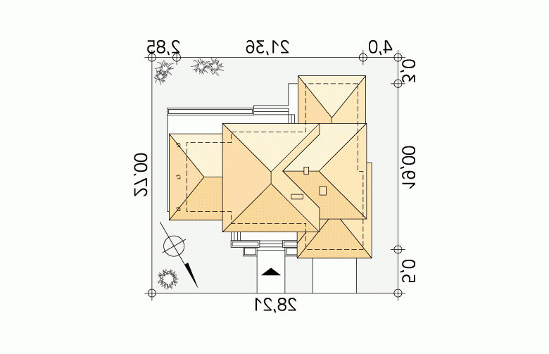 Projekt domu szkieletowego Bursztyn 2 - Usytuowanie - wersja lustrzana