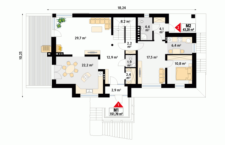 Projekt domu tradycyjnego Amber 3 - 