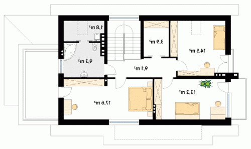 Rzut projektu Amber 3 - wersja lustrzana