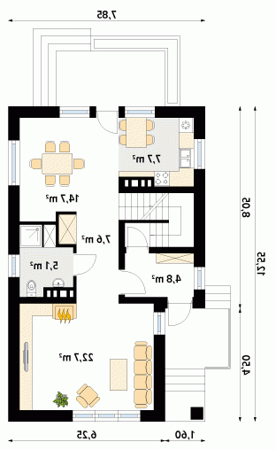 Rzut projektu Agawa - wersja lustrzana