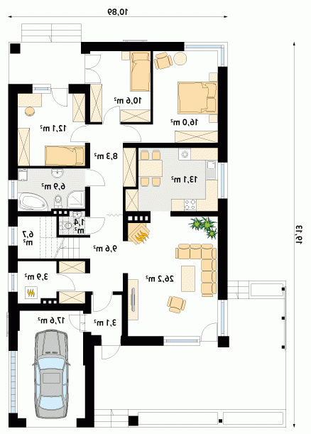 Rzut projektu Aga - wersja lustrzana