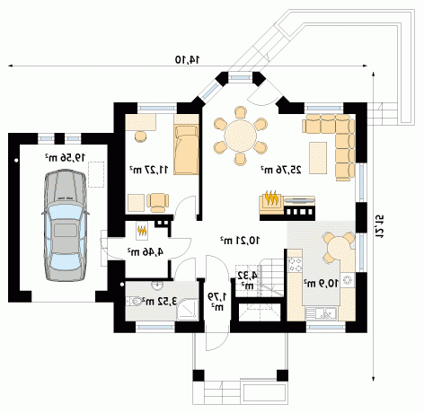 Rzut projektu Pliszka - wersja lustrzana