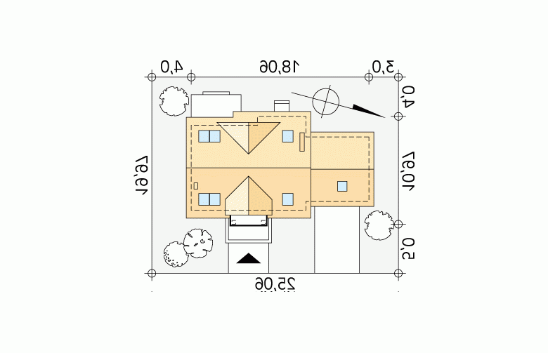 Projekt domu tradycyjnego Dudek 3 - Usytuowanie - wersja lustrzana