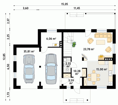 Rzut projektu Kawka 3