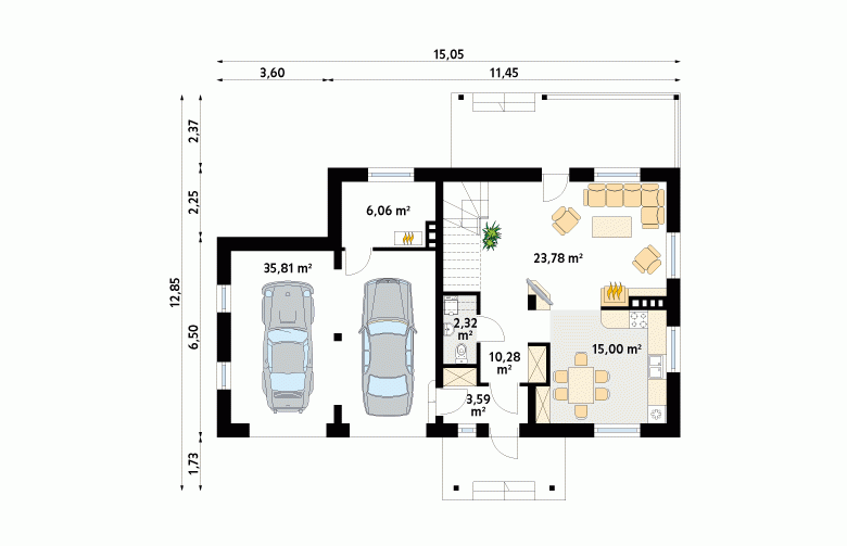 Projekt domu tradycyjnego Kawka 3 - 