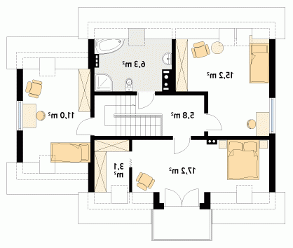 Rzut projektu Pik dr-T - wersja lustrzana