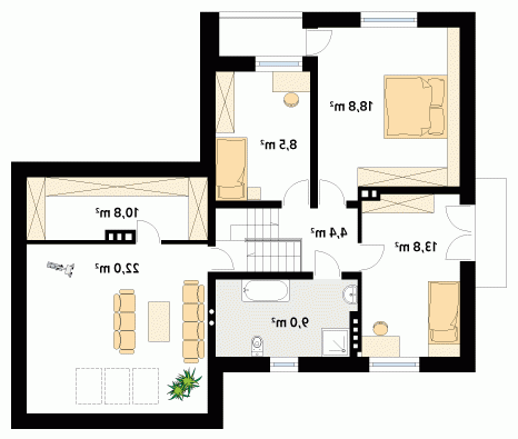 Rzut projektu Perkoz 2 - wersja lustrzana