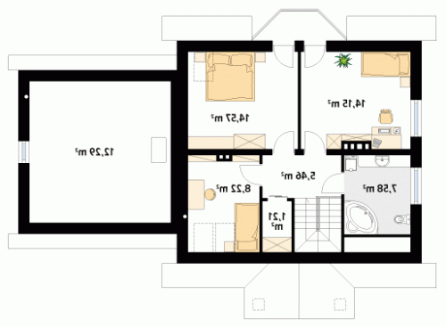 Rzut projektu Pliszka 3 - wersja lustrzana