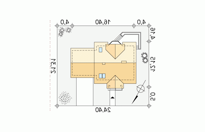 Projekt domu tradycyjnego Pliszka 3 - Usytuowanie - wersja lustrzana