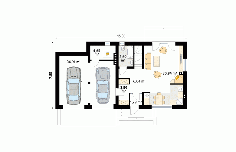 Projekt domu tradycyjnego Bielik 2 - 