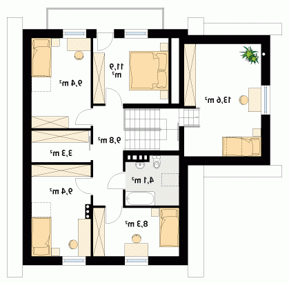 Rzut projektu Bluszcz 4 - wersja lustrzana