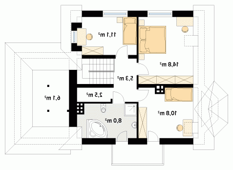 Rzut projektu Berberys 2 - wersja lustrzana