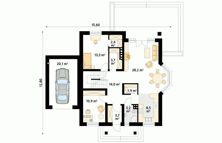 Projekt domu parterowego Wilga 4 - 