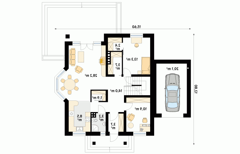 Projekt domu parterowego Wilga 4 - 