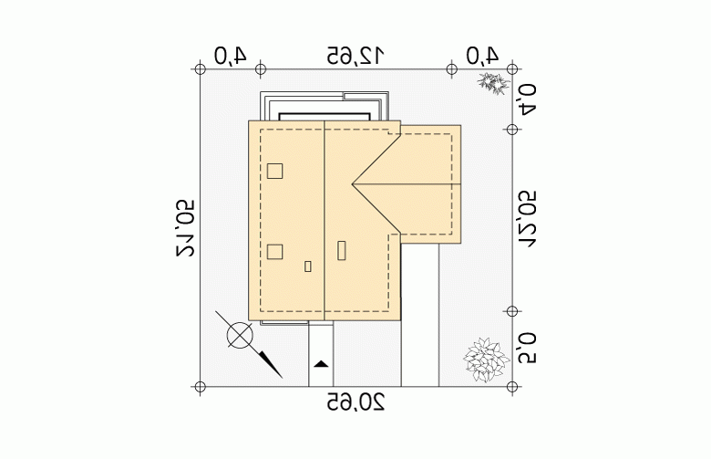 Projekt domu parterowego Bluszcz - Usytuowanie - wersja lustrzana