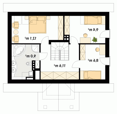 Rzut projektu Sójka 2 - wersja lustrzana