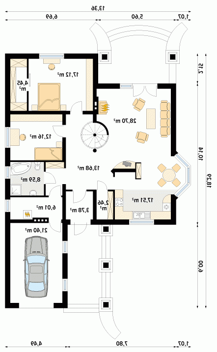 Rzut projektu Beta 2 - wersja lustrzana