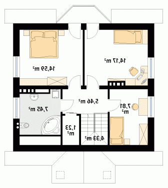 Rzut projektu Pliszka 4 - wersja lustrzana