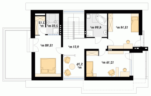 Rzut projektu Amber 2 - wersja lustrzana