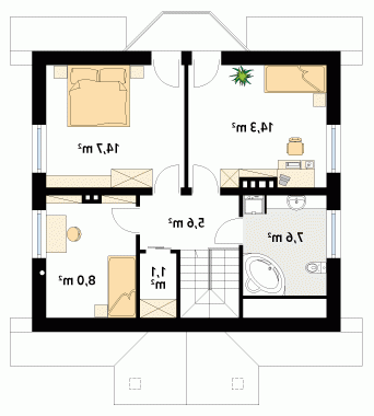 Rzut projektu Pliszka 2 - wersja lustrzana