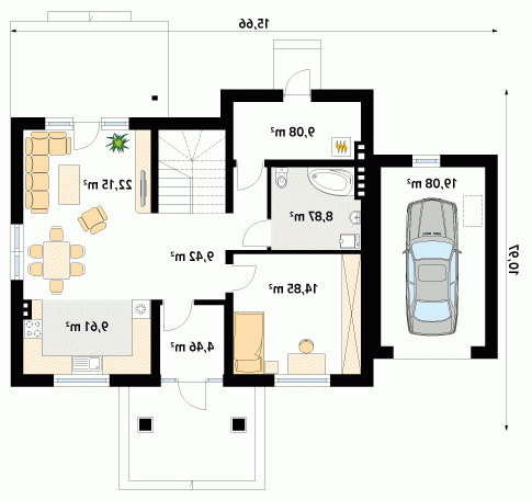 Rzut projektu Dudek - wersja lustrzana