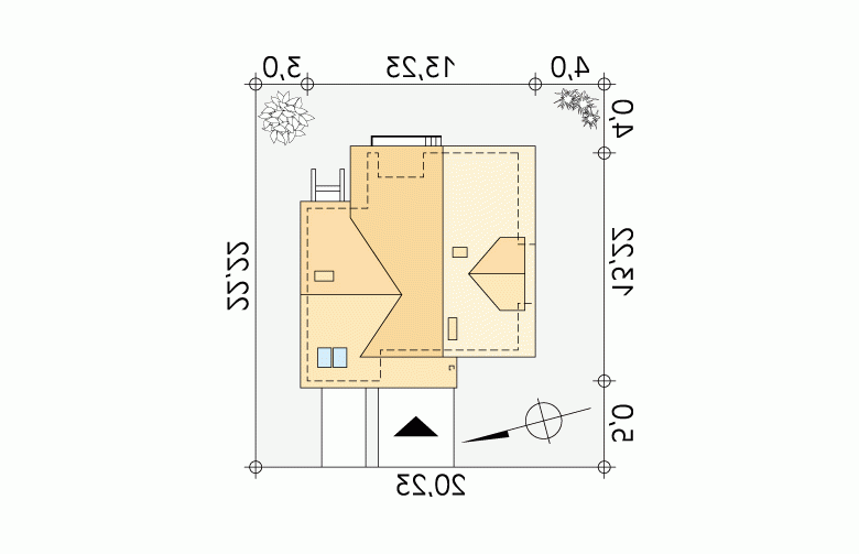 Projekt domu tradycyjnego Perkoz - Usytuowanie - wersja lustrzana